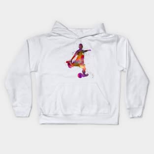 Soccer player in watercolor Kids Hoodie